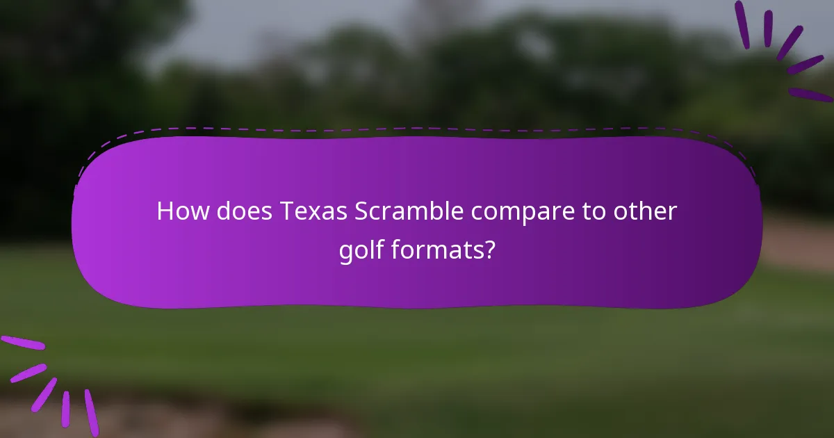 How does Texas Scramble compare to other golf formats?